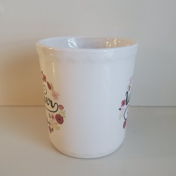 3/$15 * White Floral Novelty Mug 'Whatever' Graphic Ceramic Coffee Tea Beverage - Picture 2 of 6
